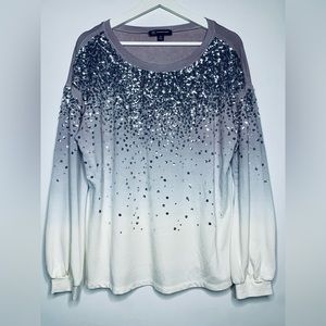 I.N.C long sleeve ombré sequin top